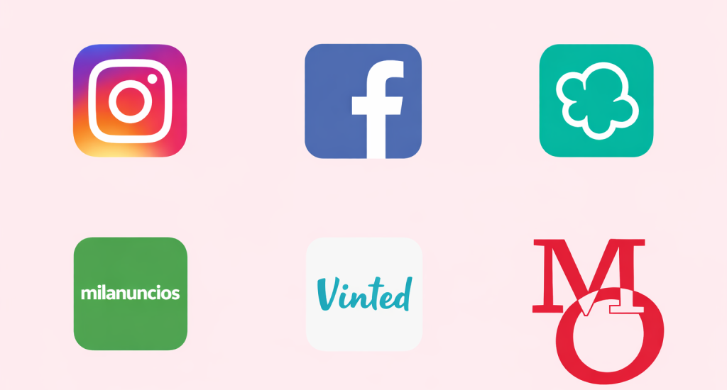 Logos en fondo rosa claro